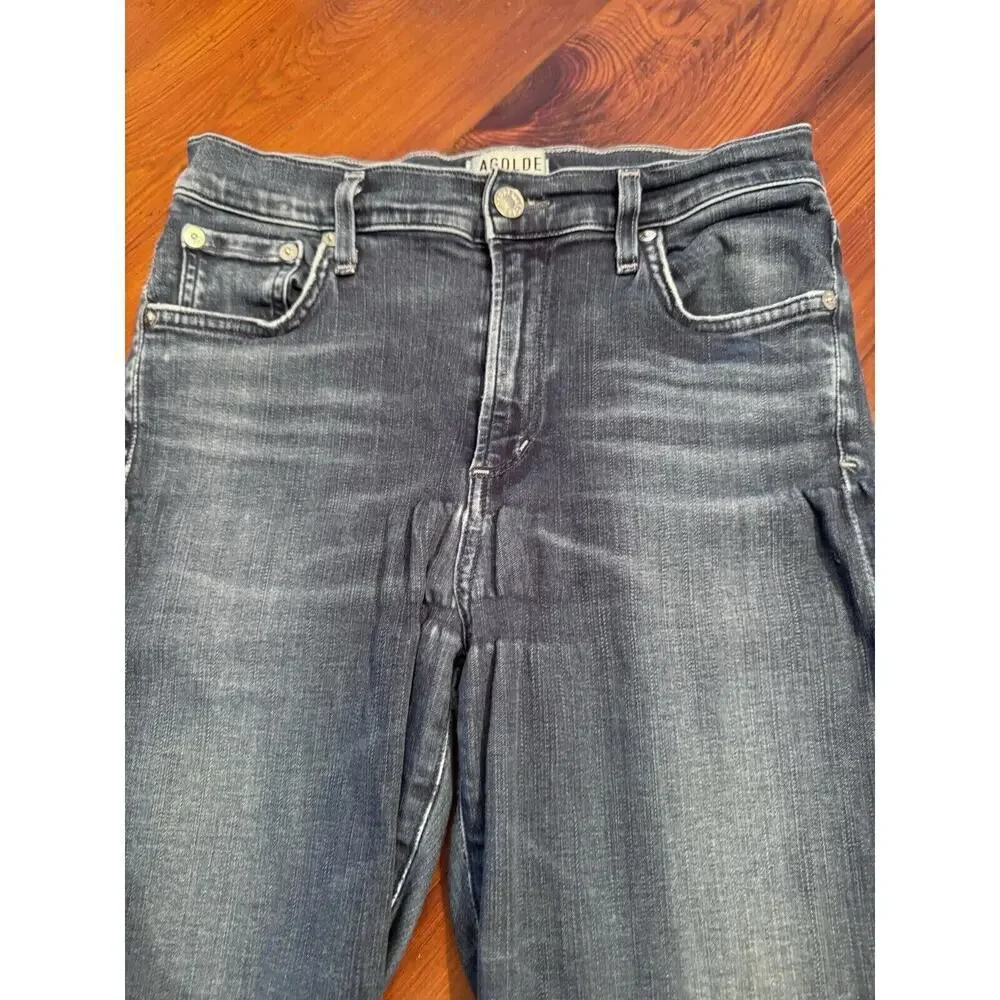 AGOLDE Sophie High Rise Crop Skinny Raw Hem Indigo Jeans Size 28 - Picture 6 of 9